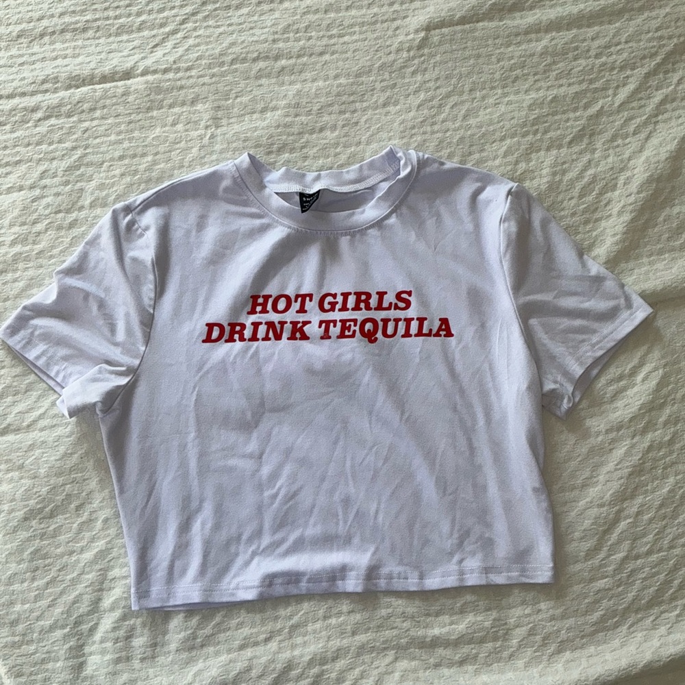 SHEIN White Tee with Red Print